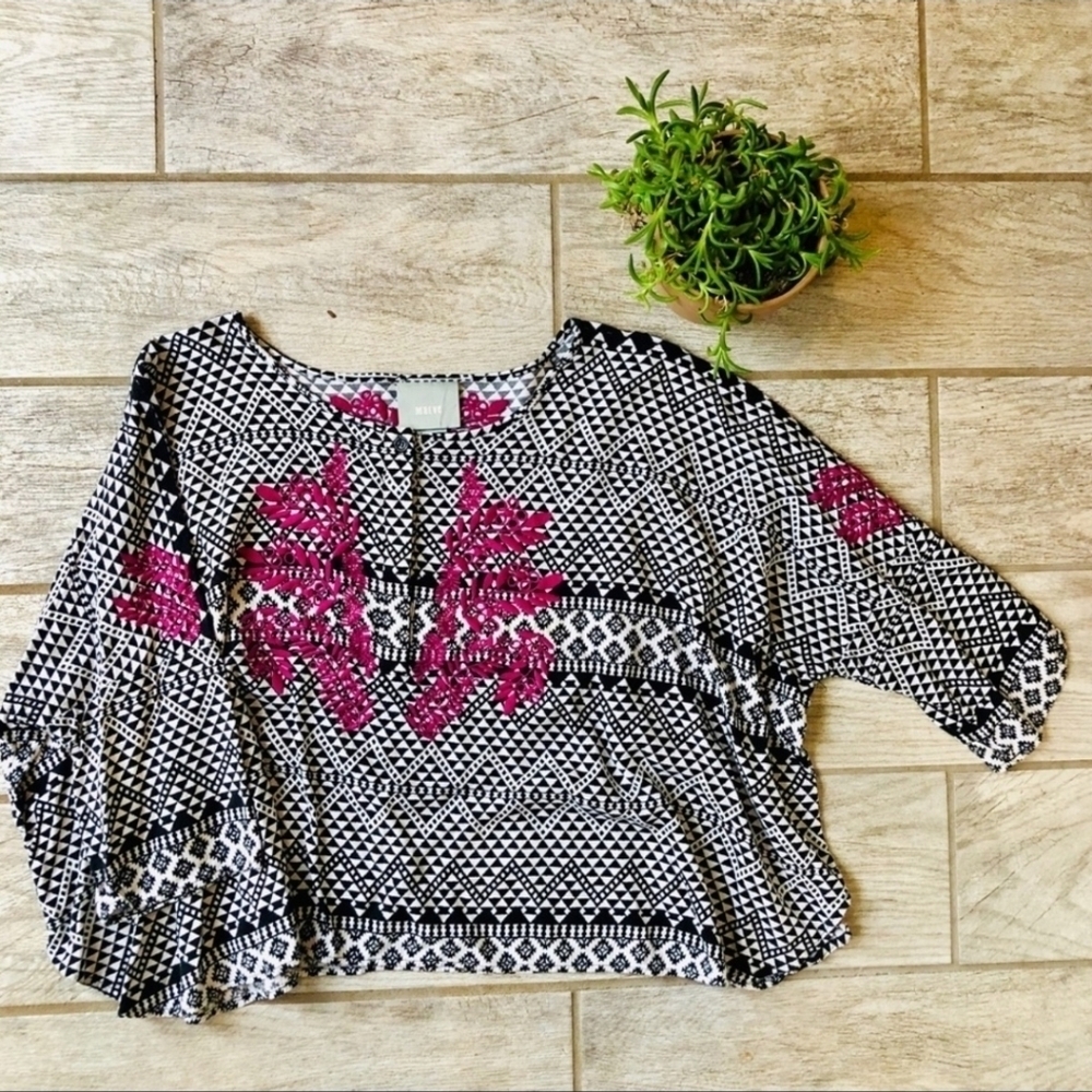 Anthropologie Maeve Boho Embroidered Cropped Top Size XS